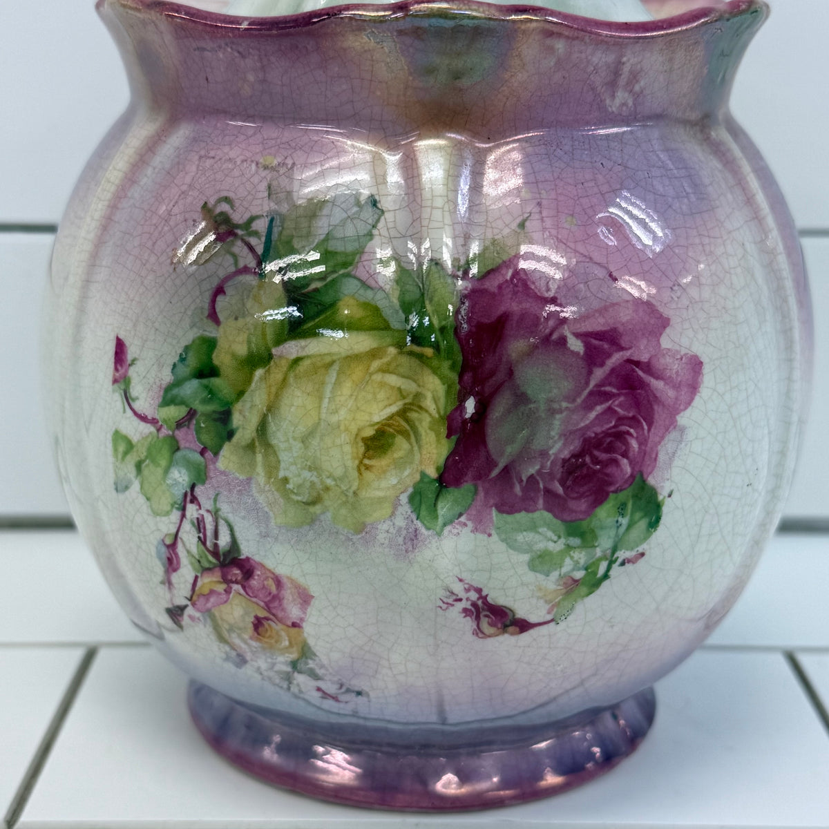 Bonn Franz Anton Mehlem Floral Biscuit Jar c.1890s