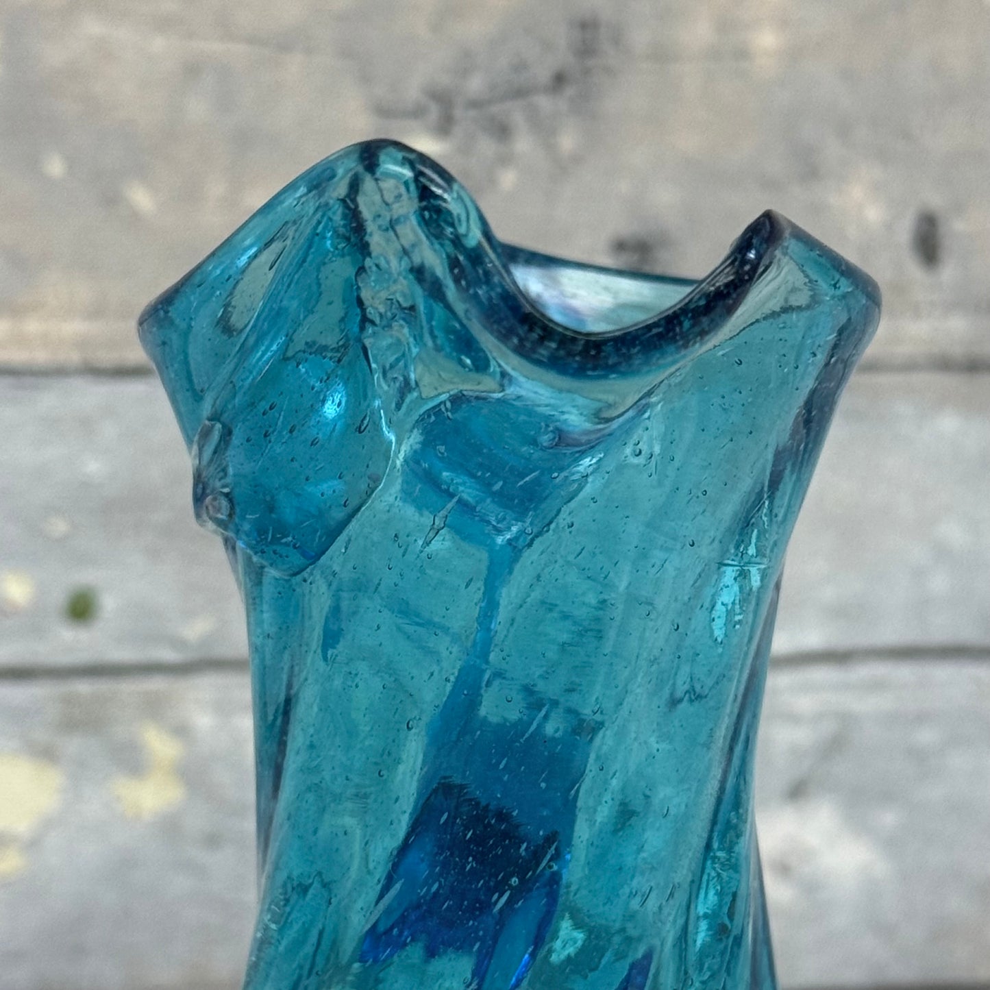 Hand Blown Seeded Swirl Glass Pitcher