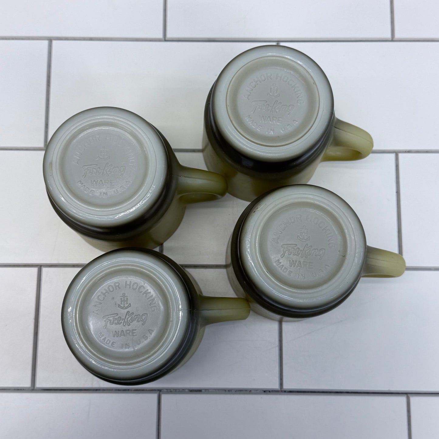 Fire King Mugs Stackable Glass, Set of 4