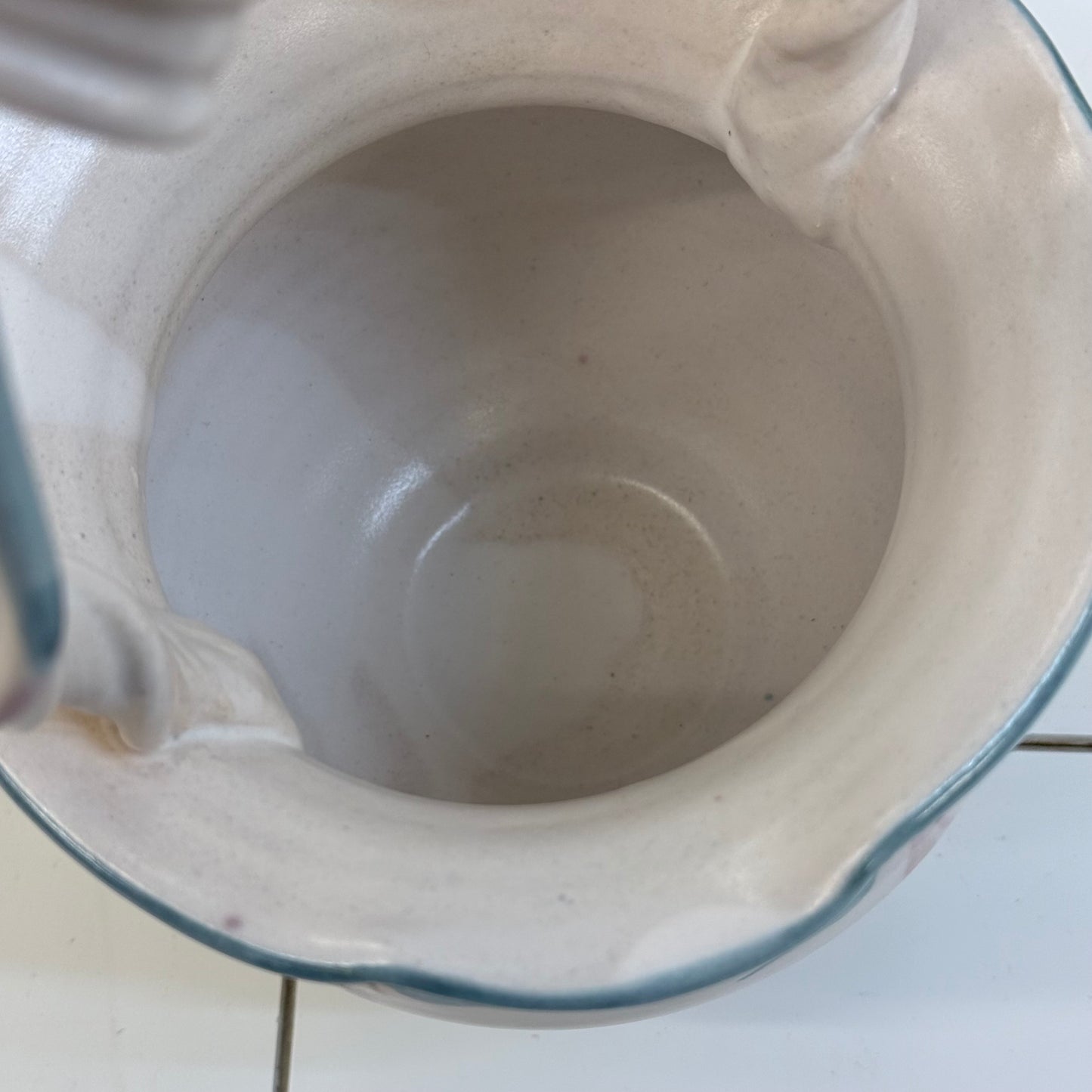 Studio Art Pottery Floral Basket Twisted Handle Signed Ceramic