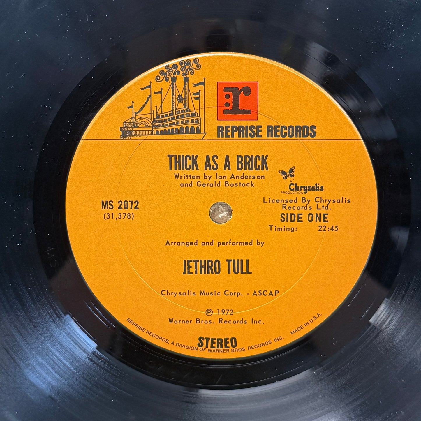 Jethro Tull Thick as a Brick Vinyl Record LP 1972 #MS2072