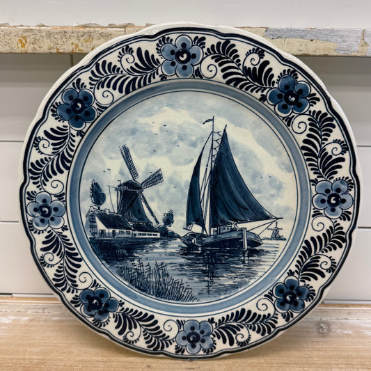 Delft Blue Windmill Stein & Plate Set Ceramic Decor