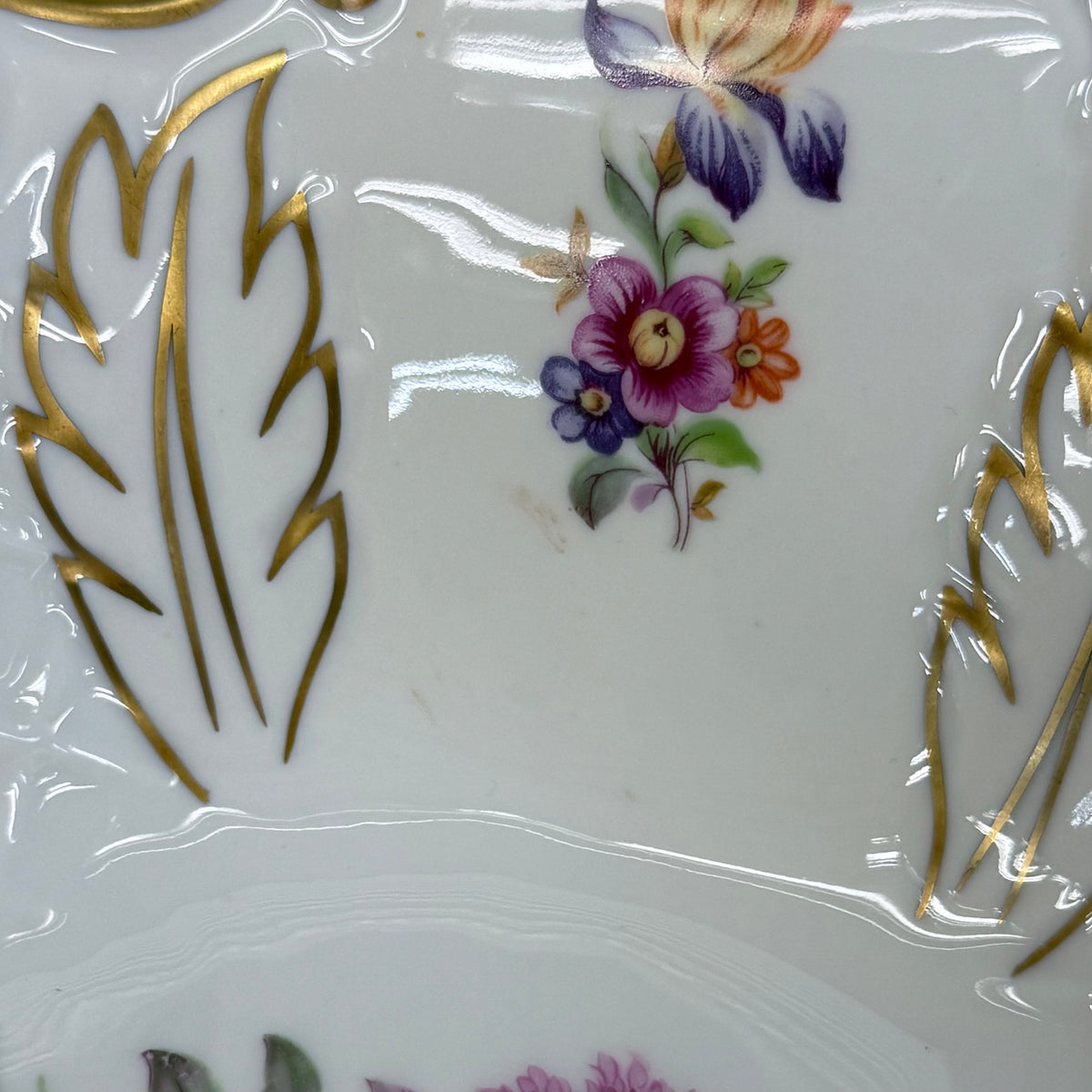 Reichenbach Floral Porcelain Footed Bowl 1970s