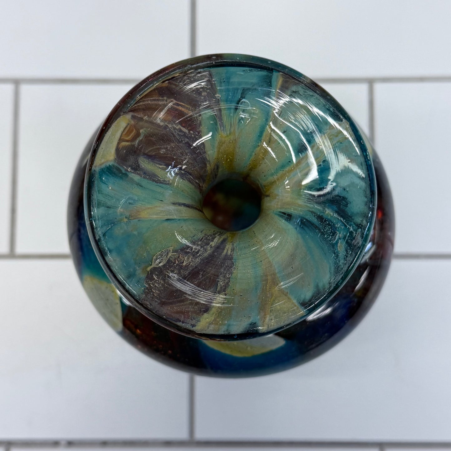 Mdina Style Vase, Hand Blown Art Glass