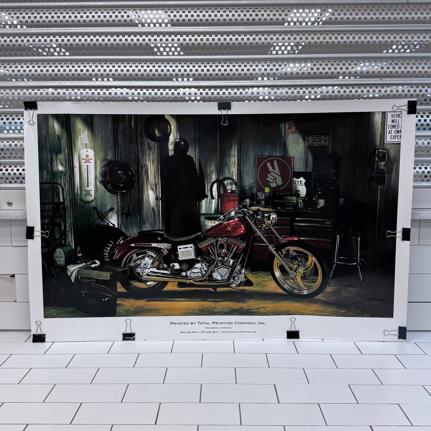 Harley-Davidson Wide Glide Motorcycle Garage Poster