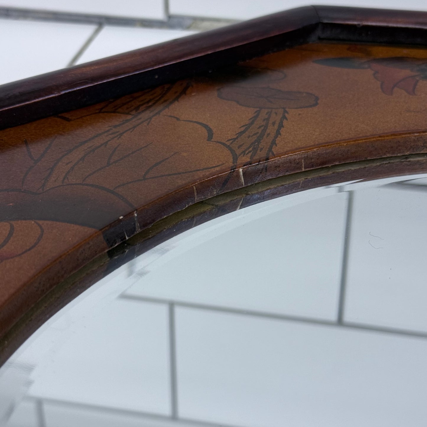Chinoiserie Duck & Lotus Octagonal Wall Mirror