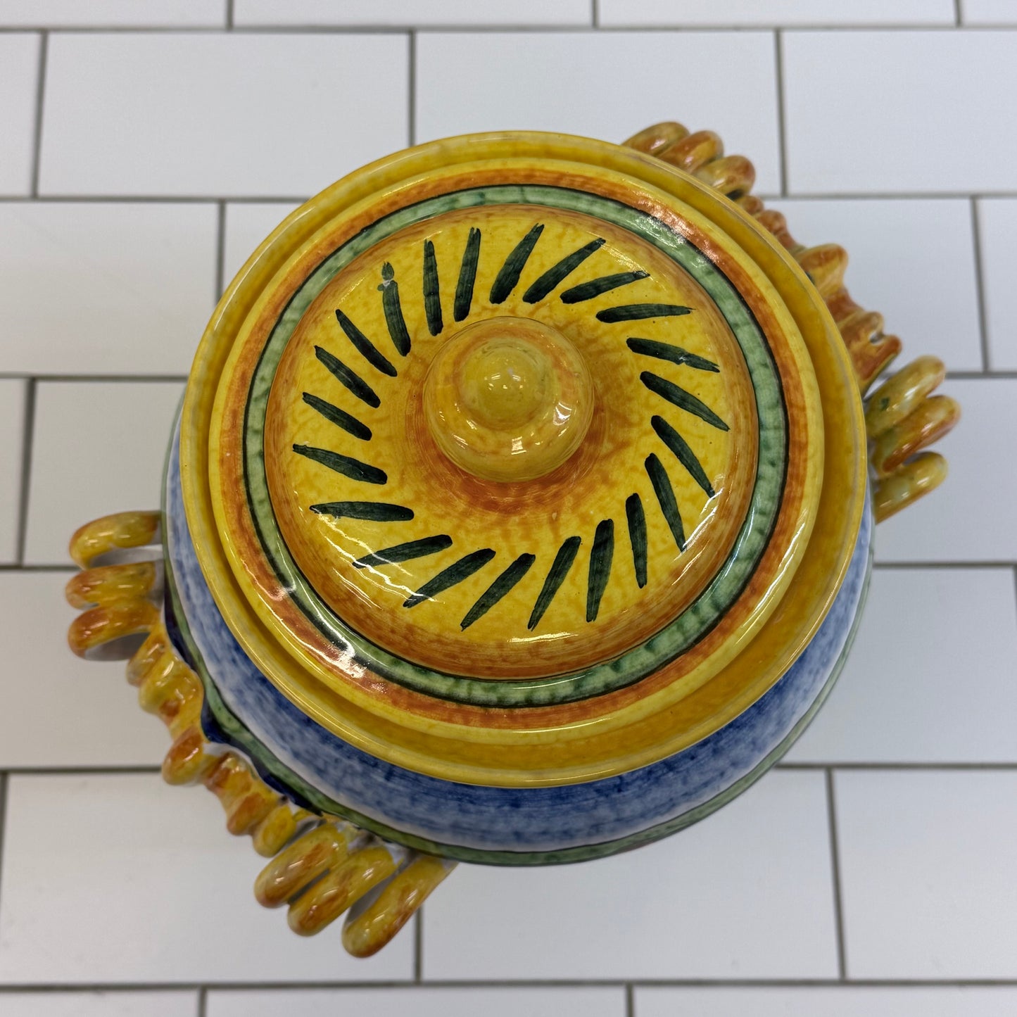 Orvieto Italian Lidded Canister Hand Painted Ceramic