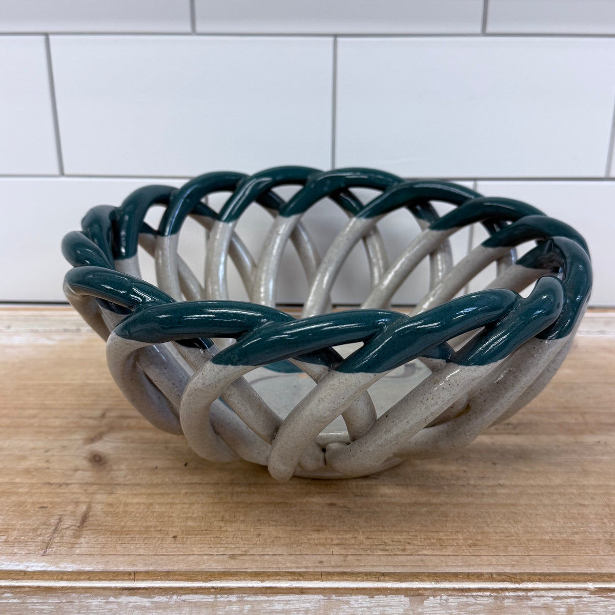 Studio Pottery Woven Ceramic Basket