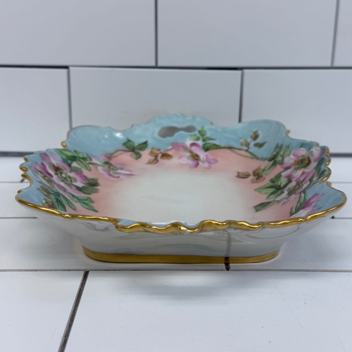 Antique Fürstenberg Brunswick Floral Porcelain Tray Gilt 1920s