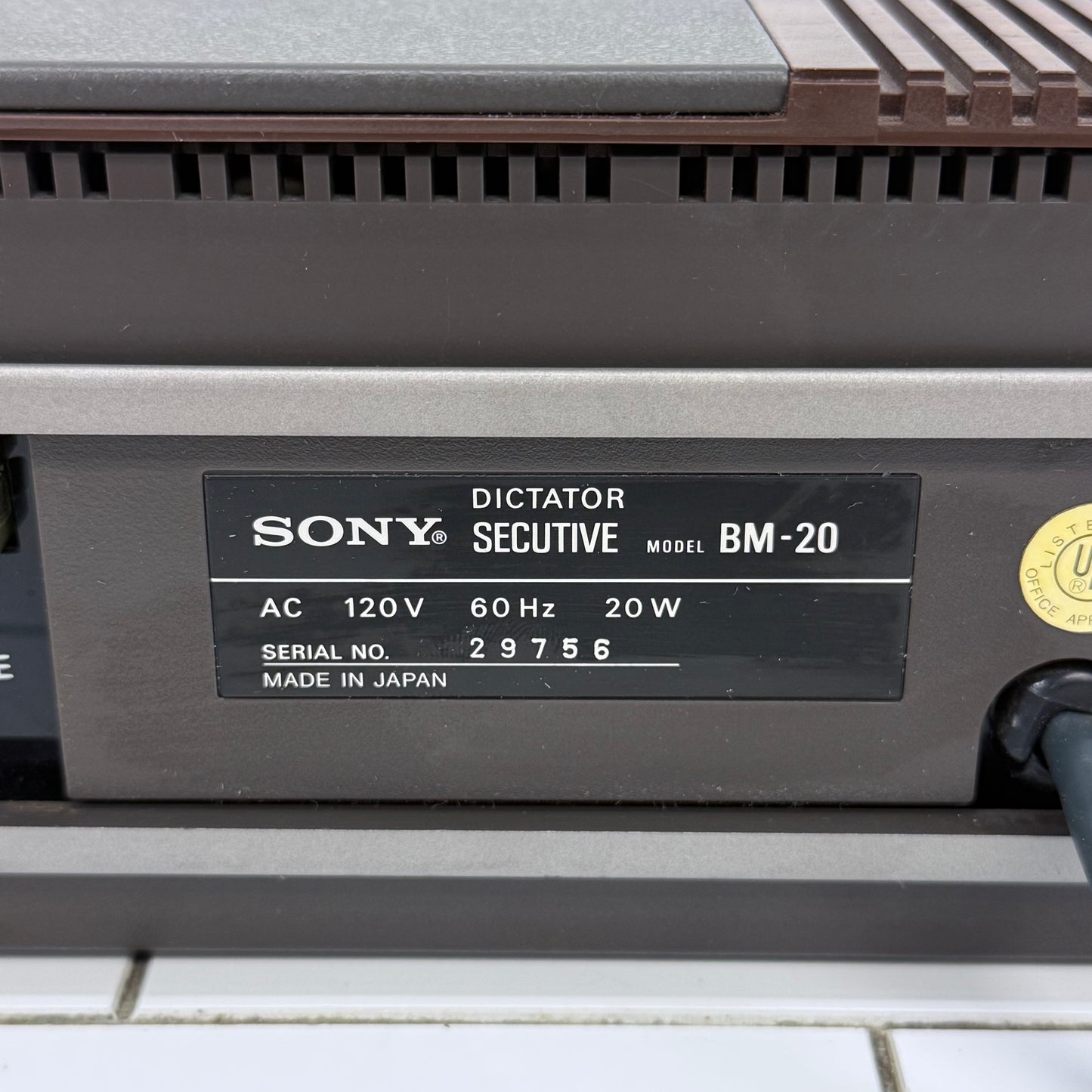 Sony Secutive Dictator BM-20 Cassette Recorder Vintage 1970s