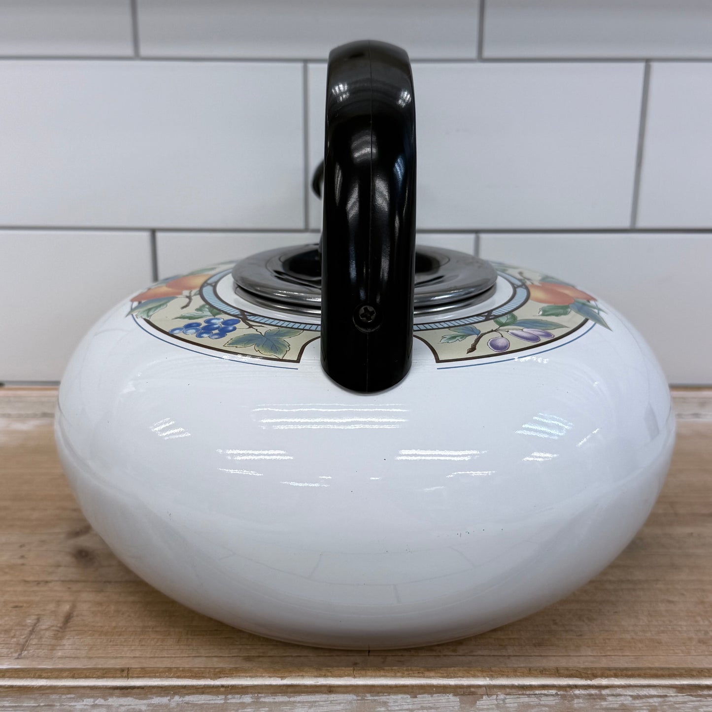 Mikasa Garden Harvest Whistling Enamel Kettle 1990s