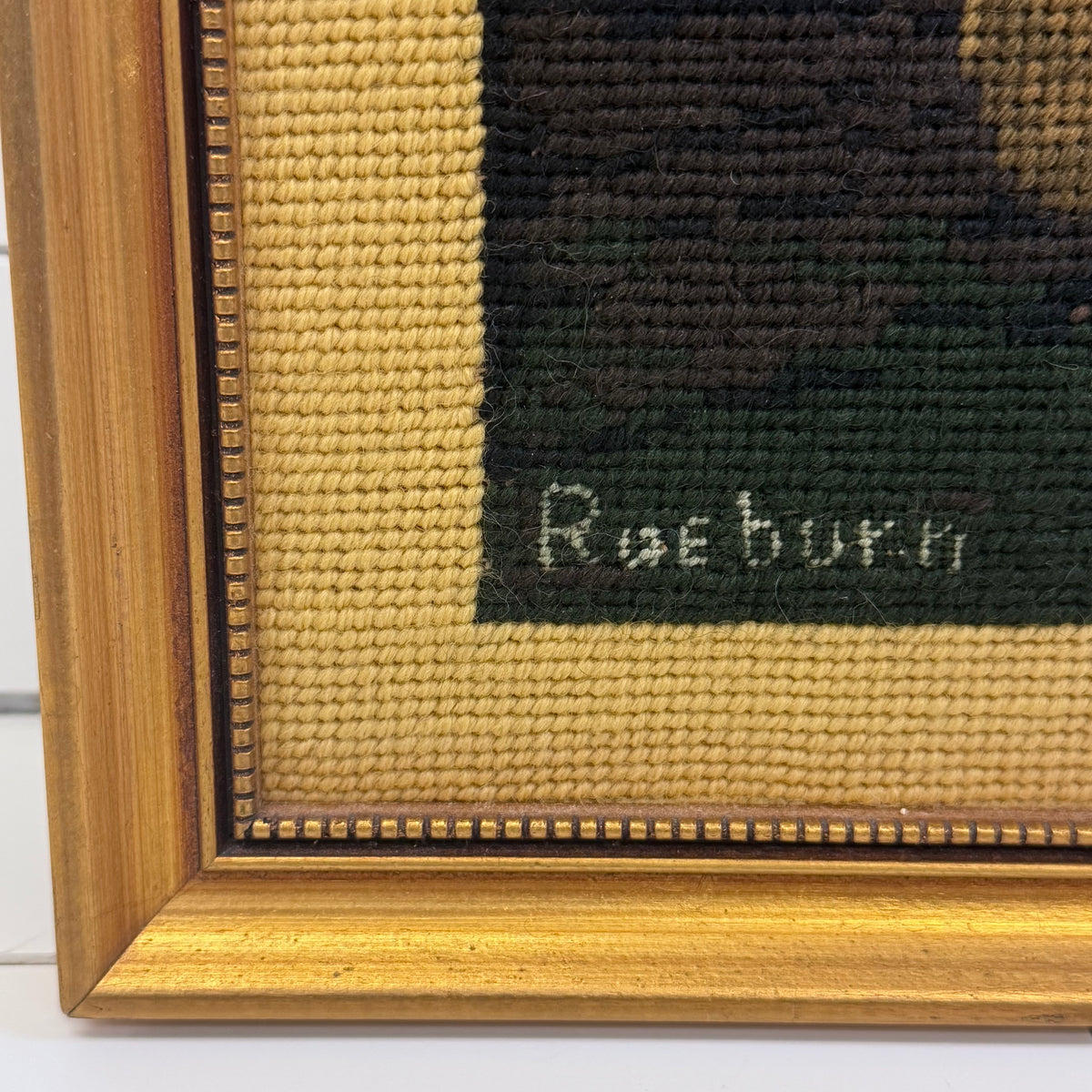 Raeburn Boy with a Rabbit Framed Needlepoint Portrait Art