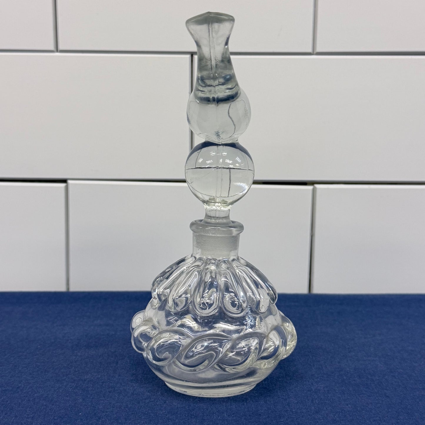 Vintage Bird Stopper Perfume Bottle Art Glass Vanity Decor