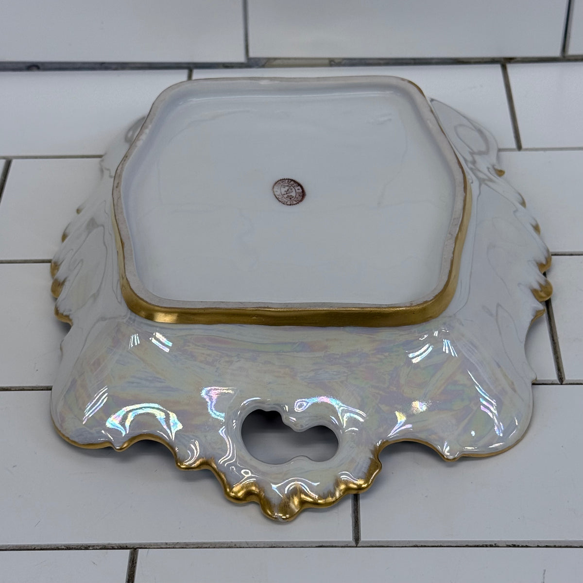 Antique Fürstenberg Brunswick Floral Porcelain Tray Gilt 1920s
