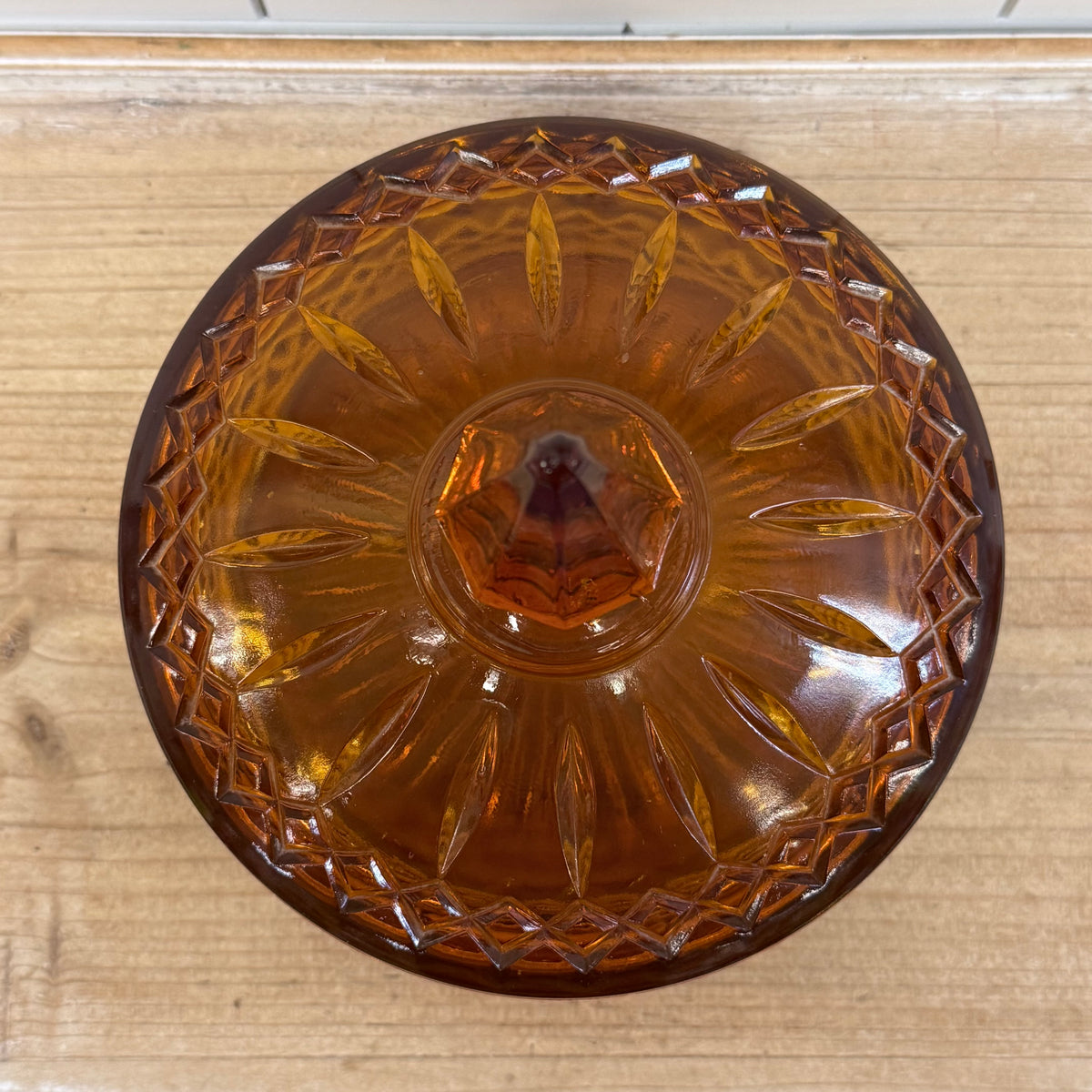 Indiana Glass Princess Amber Covered Candy Dish 1960s