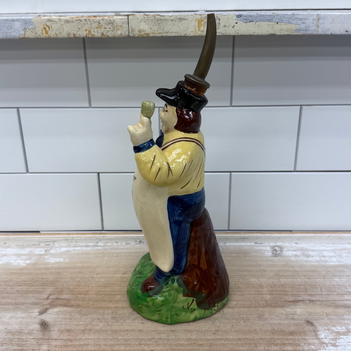 German Figural Decanter, Rare Ceramic Hand Painted