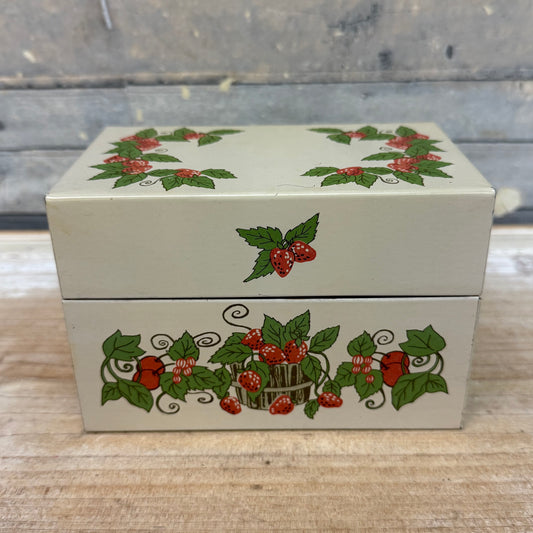 Syndicate Mfg. Co. Strawberry Tin Recipe Box, 1970s