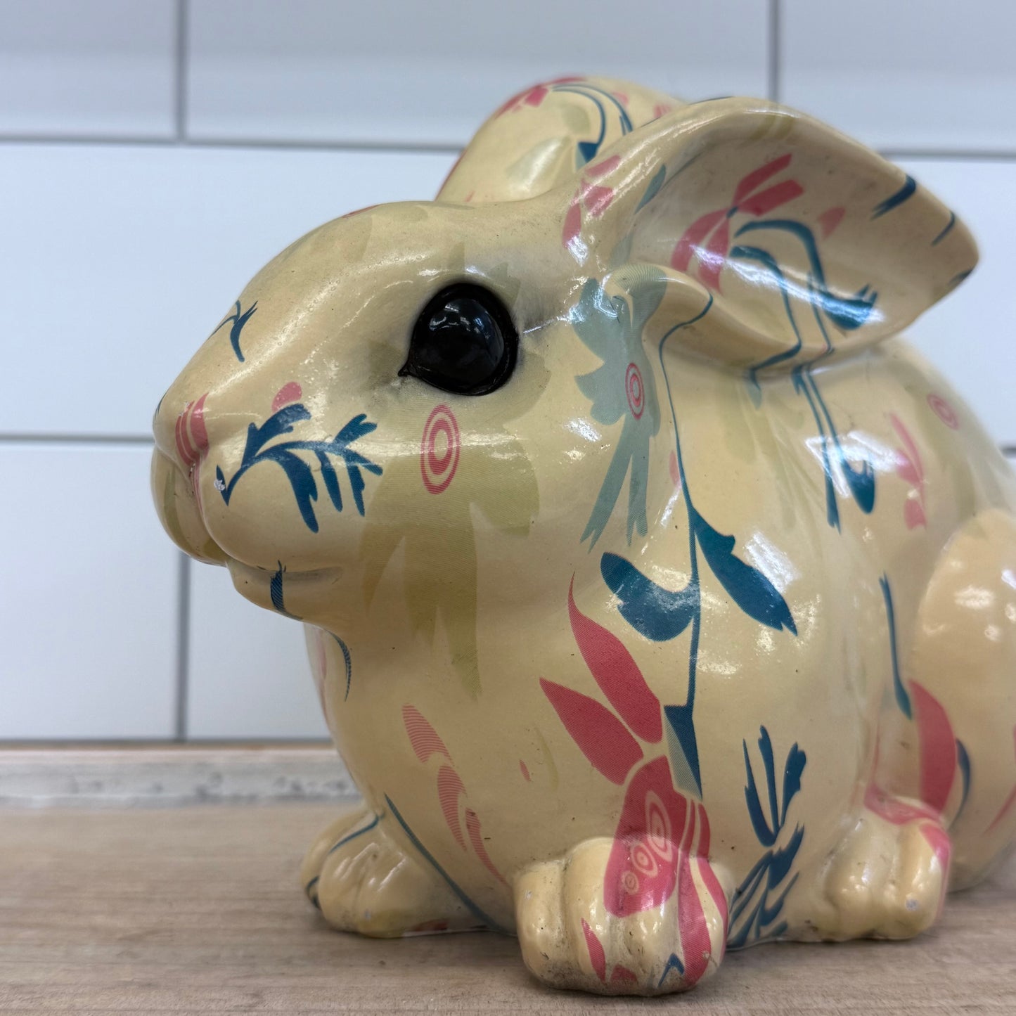 Floral Pattern Ceramic Rabbit Figurine