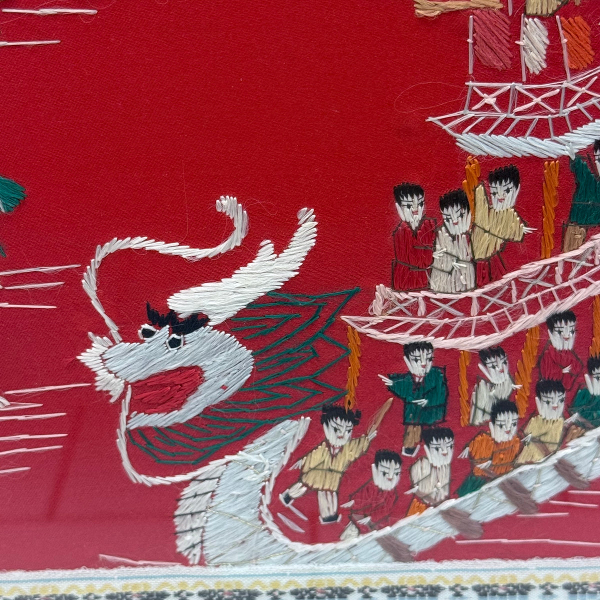 Chinese Dragon Boat Festival Silk Embroidery Framed Art