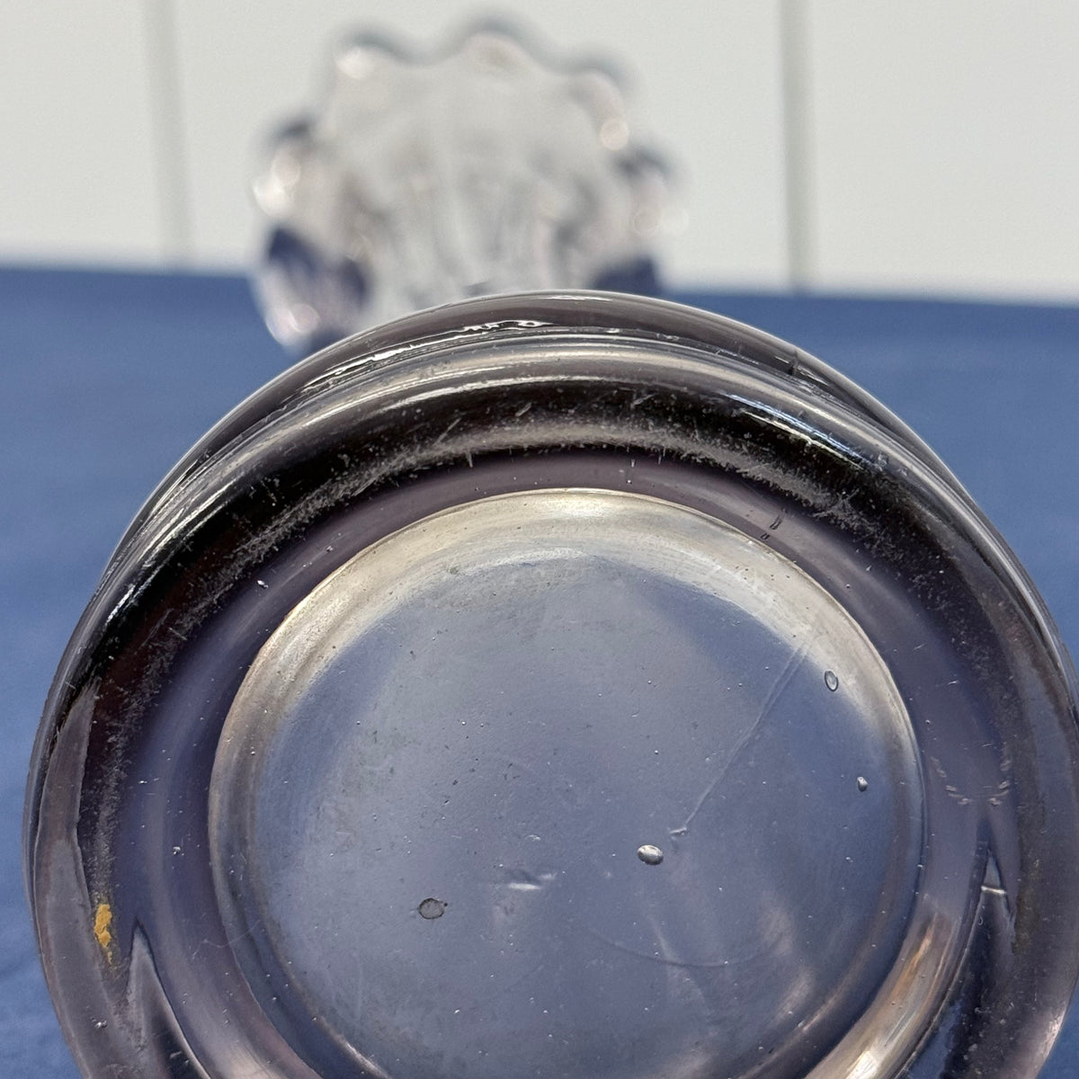 Clear Glass Swung Vase Ruffle Rim Mid Century