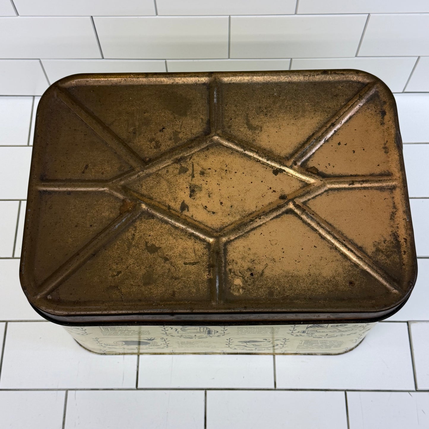 Recipe Print Metal Bread Box Vintage 1950s