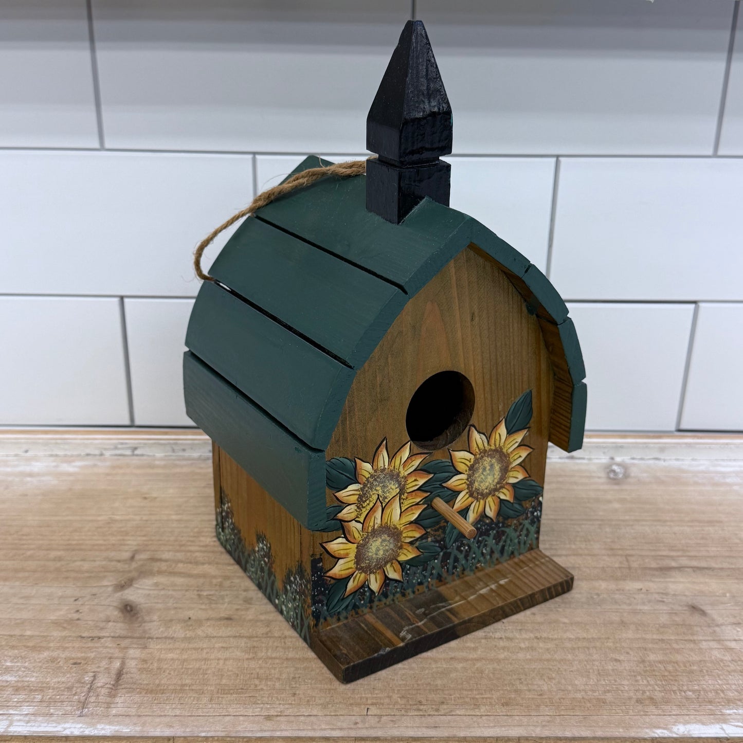 Sunflower Church Birdhouse Painted Wood Farmhouse Folk Art