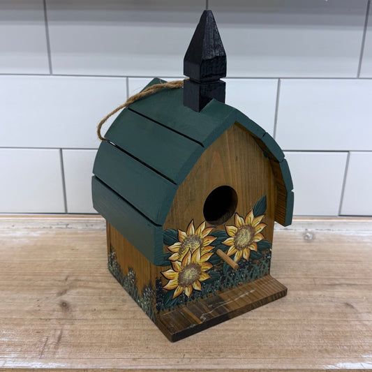 Sunflower Church Birdhouse Painted Wood Farmhouse Folk Art