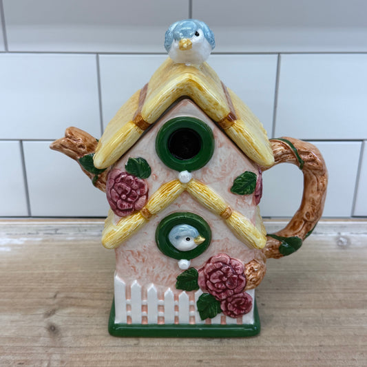Midwest of Canon Falls Birdhouse Teapot Ceramic 1990s