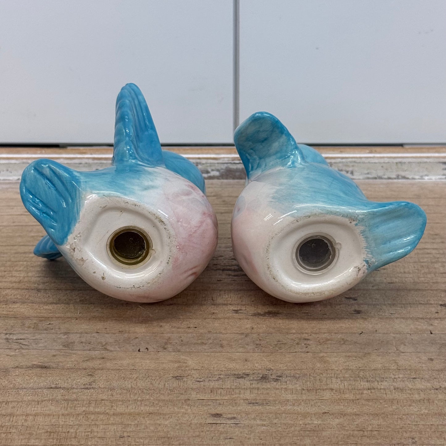 Vintage Blue Bird Salt & Pepper Shakers Glazed Ceramic Set of 2