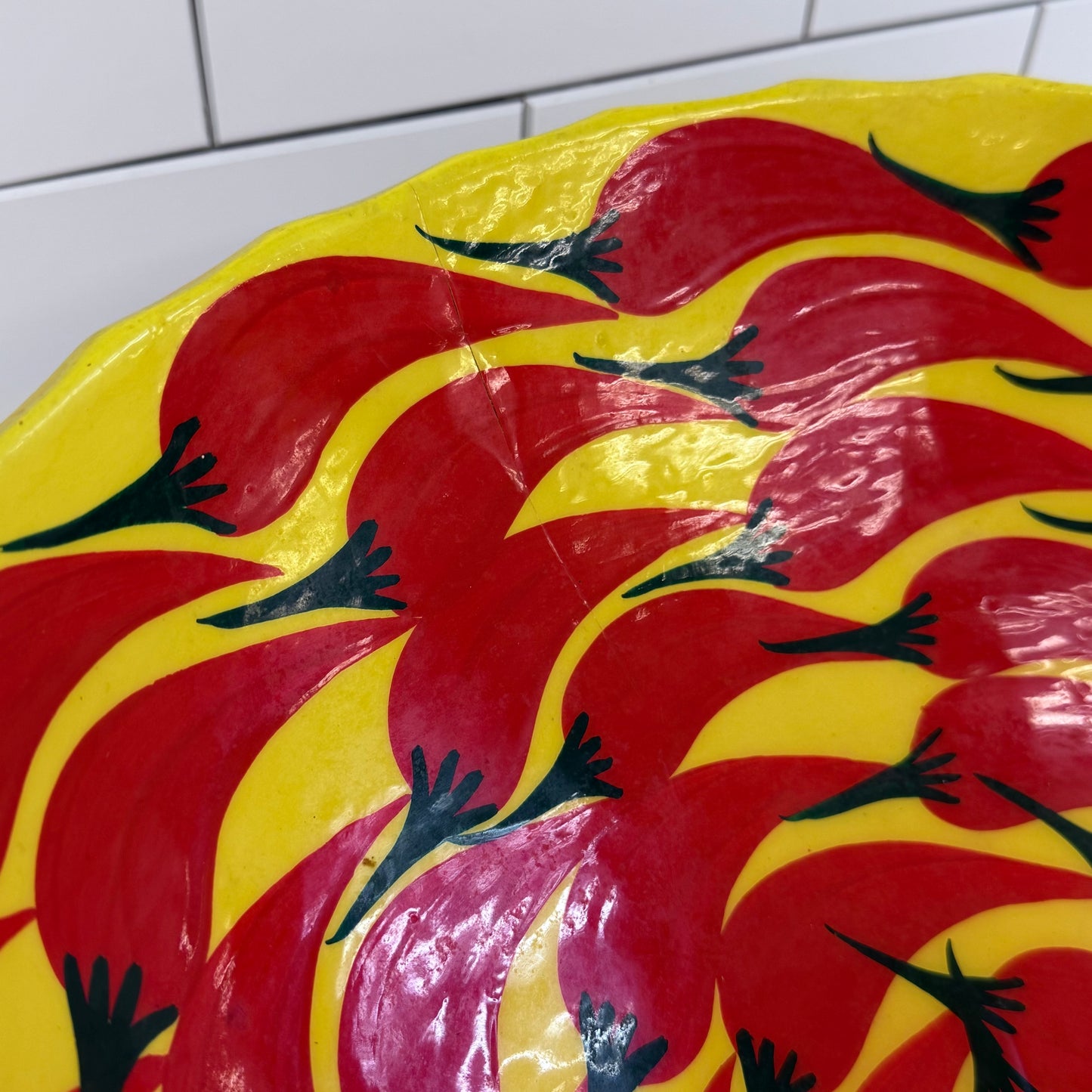 Mexican Art Pottery Chili Pepper Serving Bowl