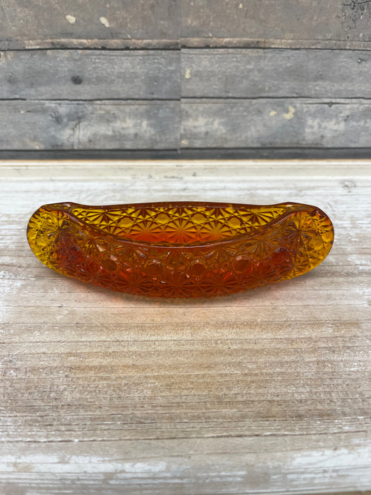 Fenton Amber Glass Canoe, 1960s