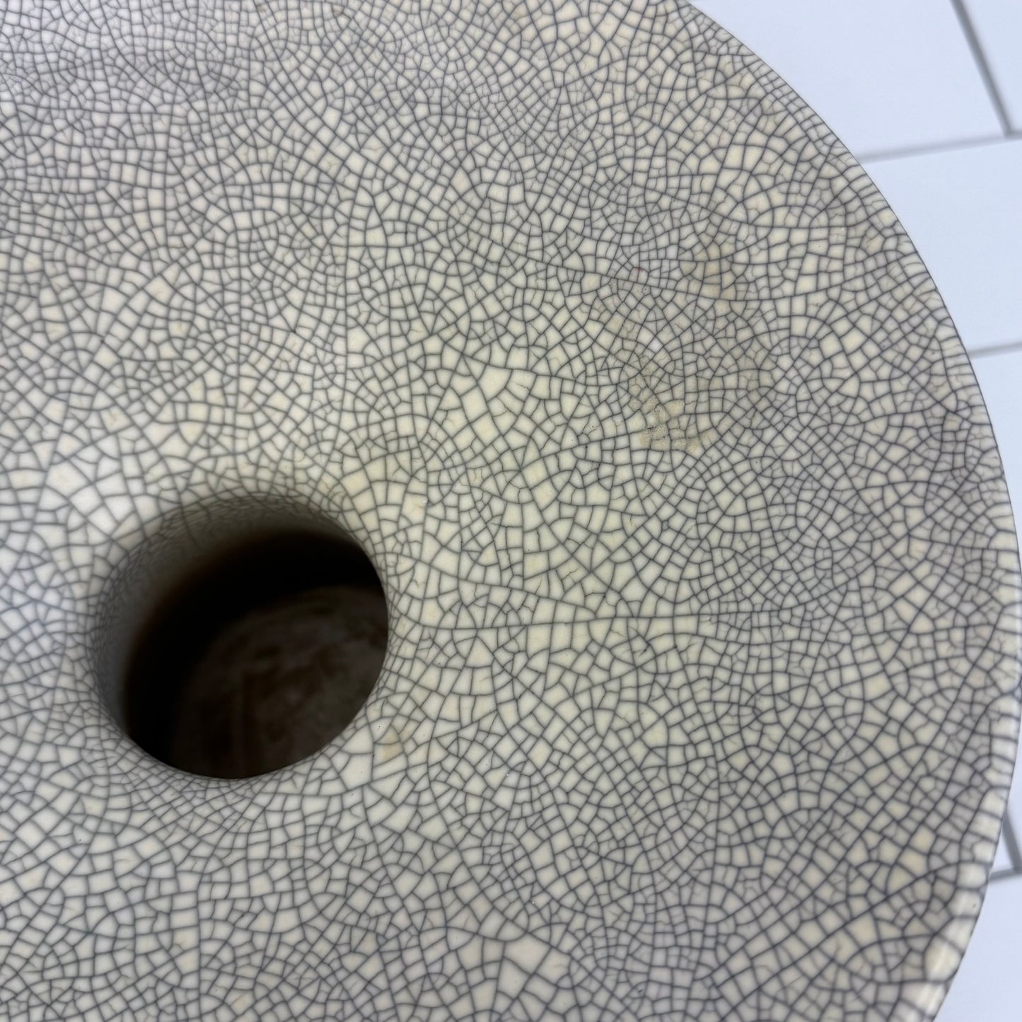 Pedestal Vase, Crackle Ceramic