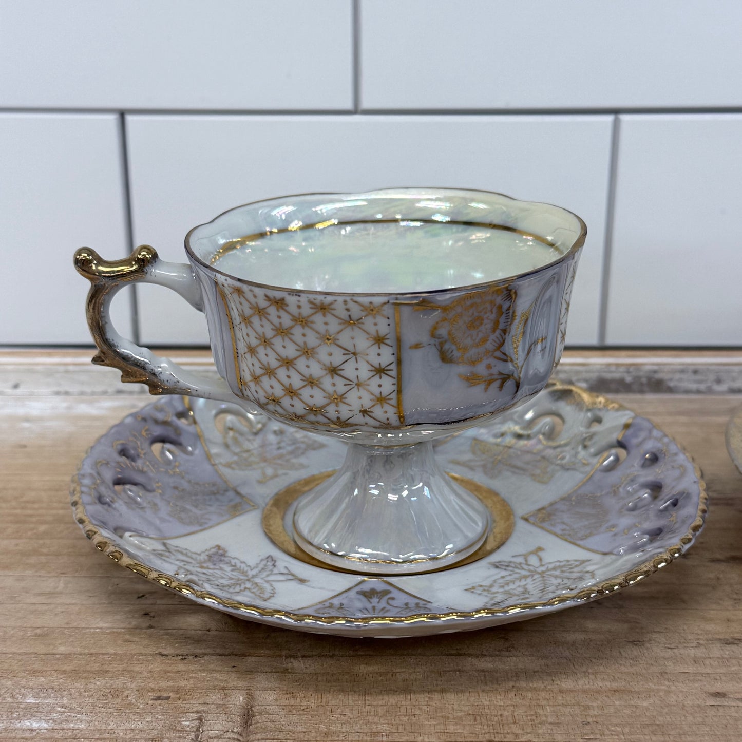 Bone China Teacup & Saucer Lot of 4 Vintage c.1950s-1970s