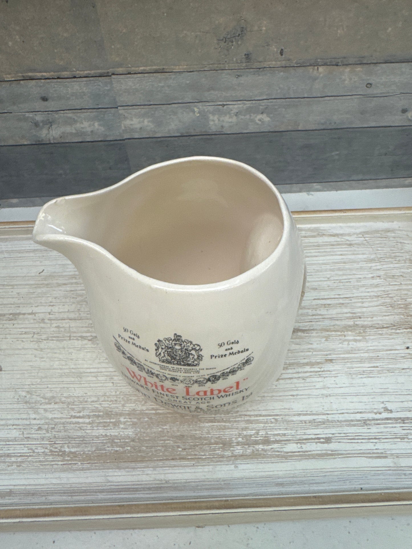 Vintage Dewars White Label Scotch Whiskey Bar Pitcher, #3960