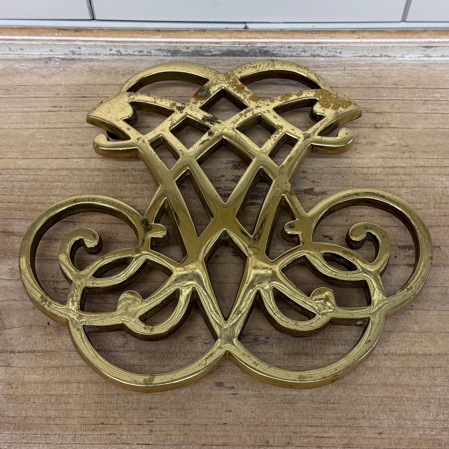 Virginia Metalcrafters Thomas Jefferson Cypher Brass Trivet 1957