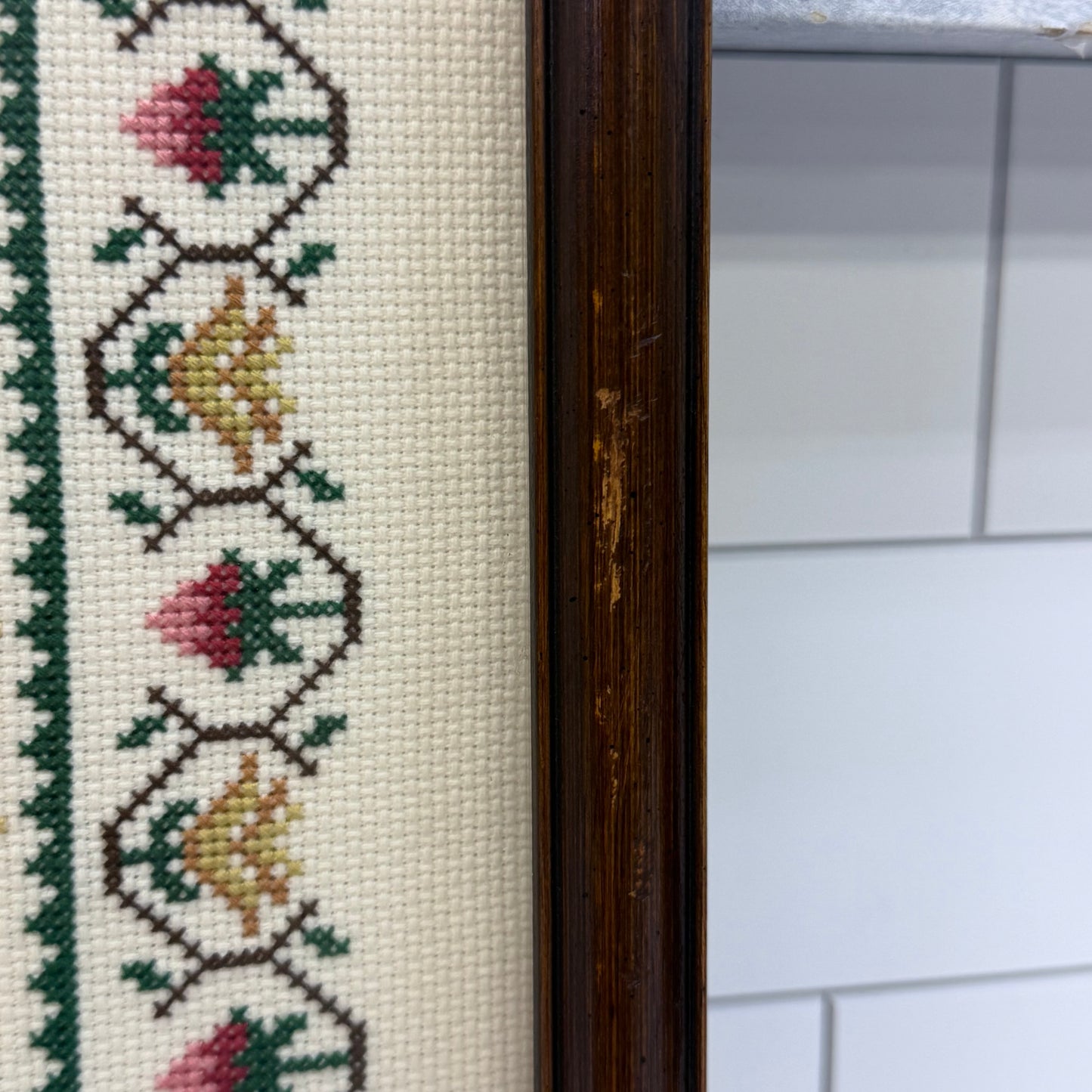 Fruit Basket Alphabet Sampler Cross Stitch Art 1984