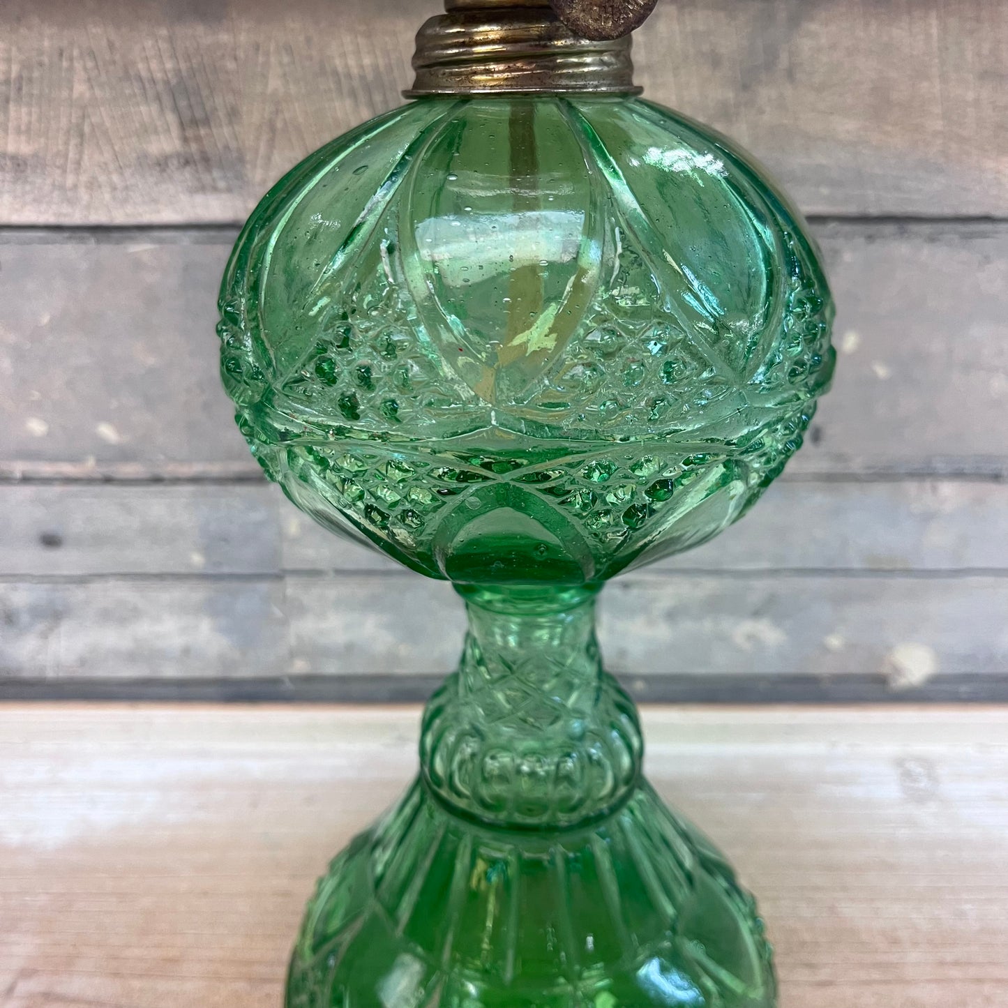 Oil Lamp, Embossed Pressed Glass