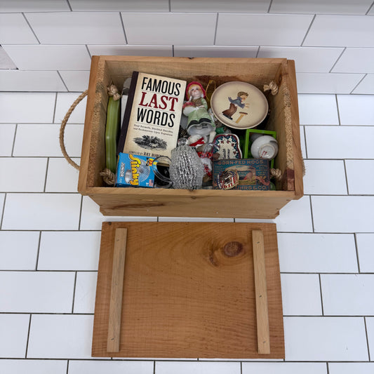 Estate Mystery Collectibles & Wooden Crate, 10 Lbs