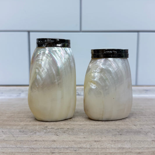 Two’s Company Mother of Pearl Shell Salt & Pepper Shakers