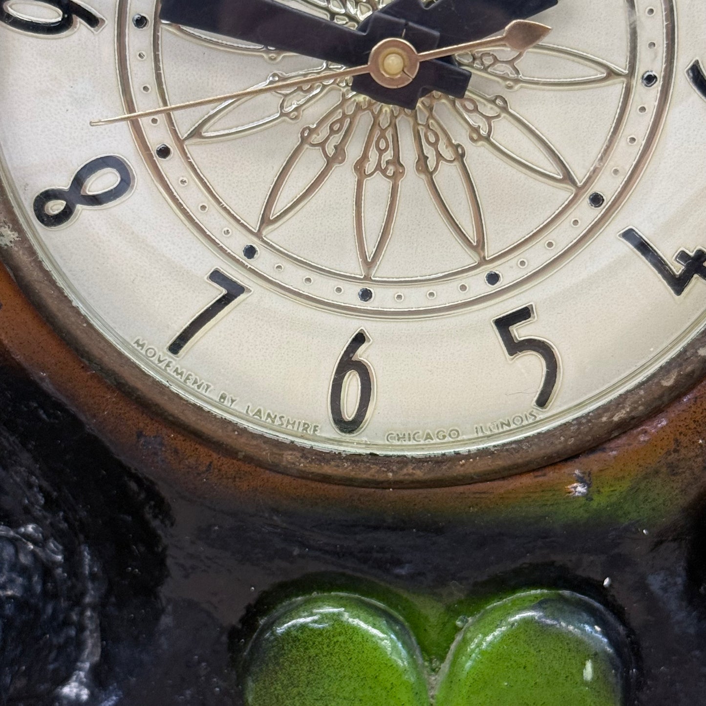 Lanshire Horse Chalkware Mantel Clock 1950s