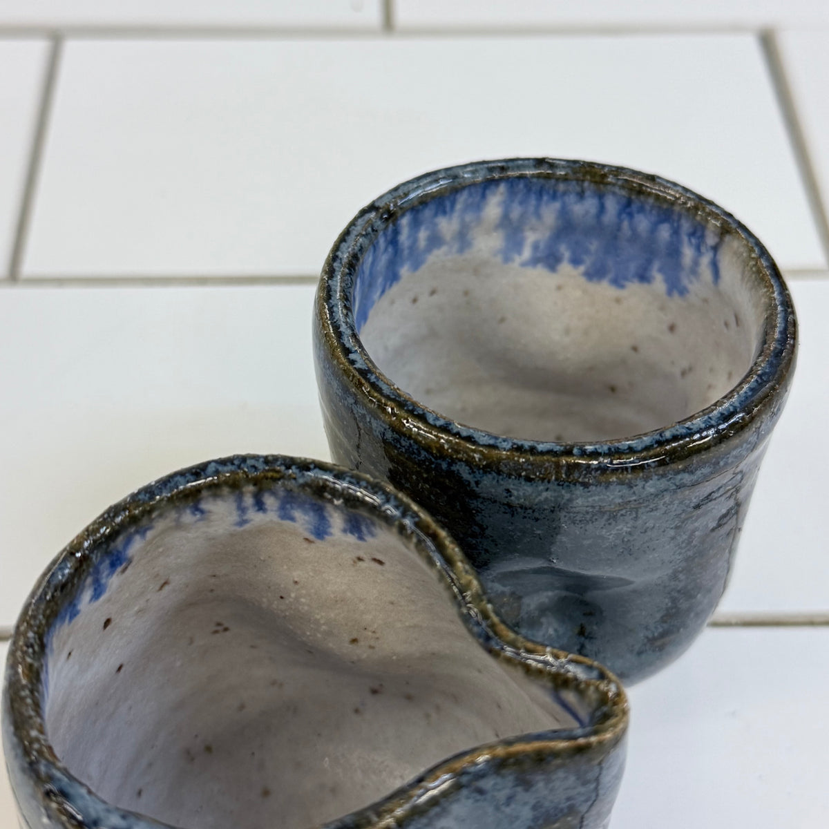 Blue Studio Pottery Stoneware Creamer & Sugar Bowl Set