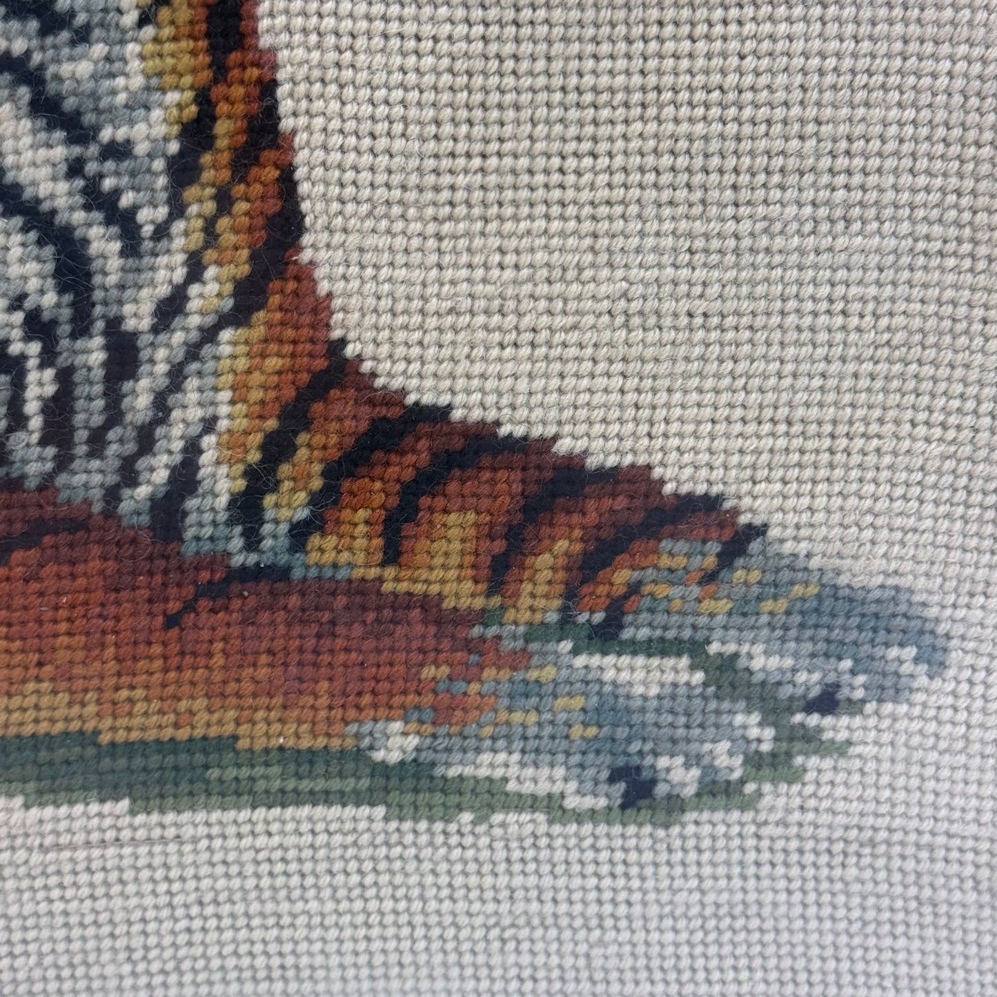 Tiger Needlepoint Framed Textile Wall Art