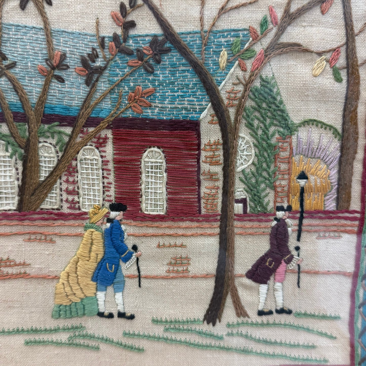 Old Williamsburg Bruton Parish Church Framed Embroidery Art