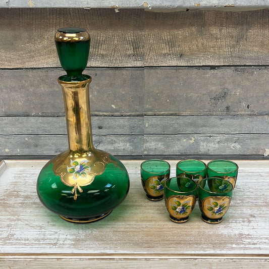 Vintage Italian Murano Glass Wine Decanter Set, 6 Piece