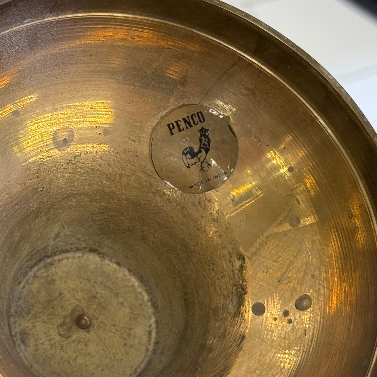 PENCO Indian Brass Engraved Floral Pedestal Vase 17”