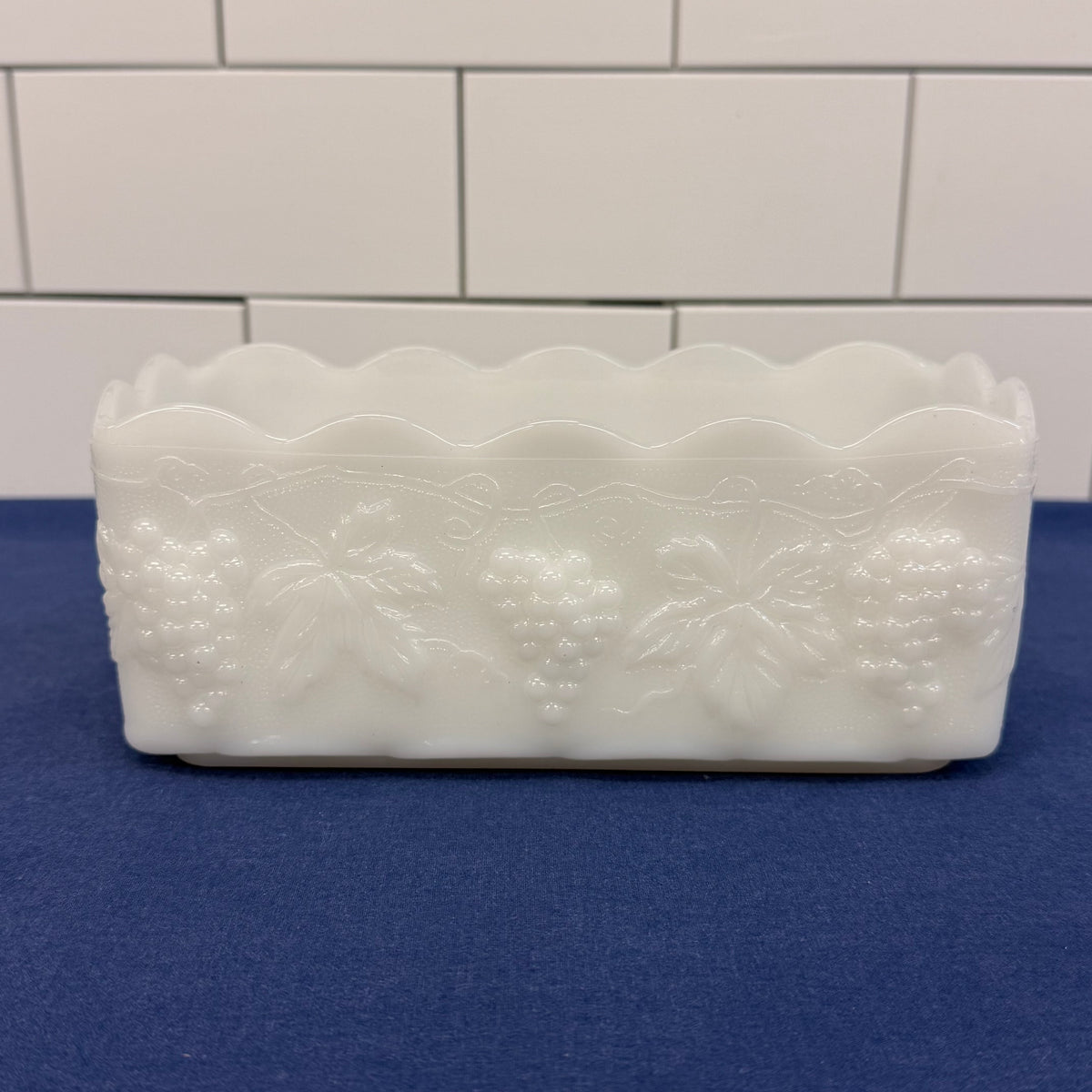 Anchor Hocking Fire-King Milk Glass Grape Vine Planter