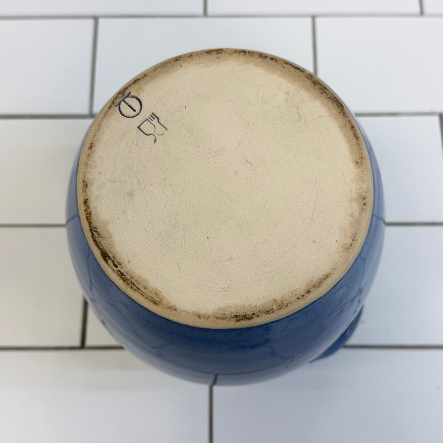 German Stoneware Kochlöffel Utensil Holder Blue Pottery Crock