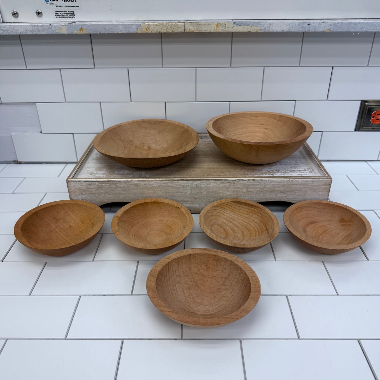 The Bowl Mill Bowls, Set of 7 Handmade Wood