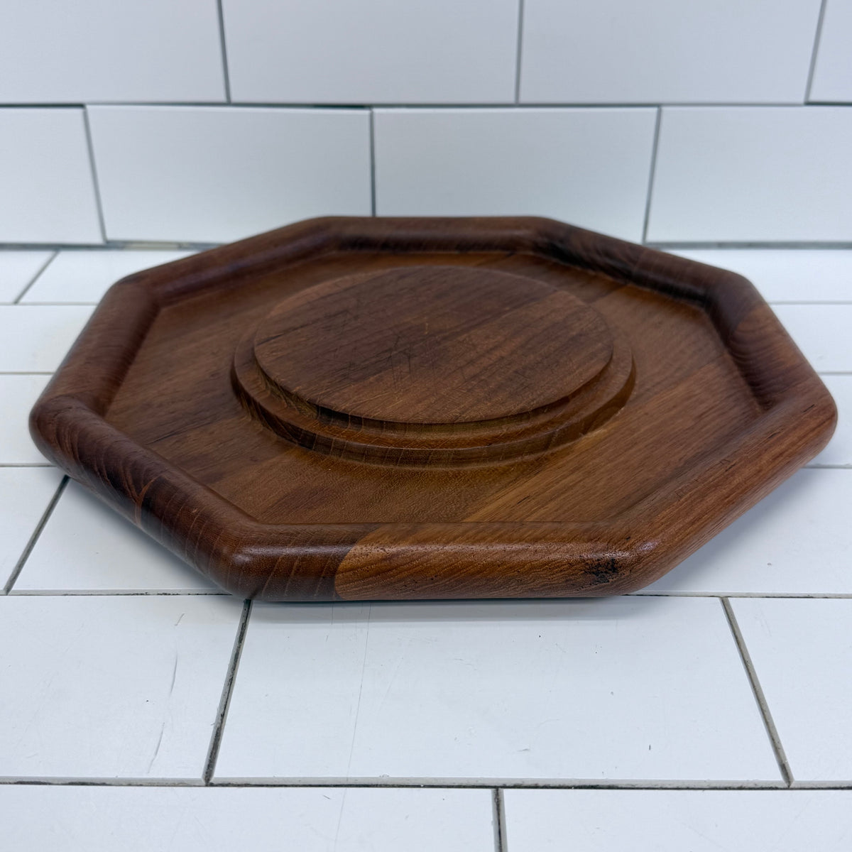 Goodwood Teak Cheese Board Glass Dome Cloche Serving Platter