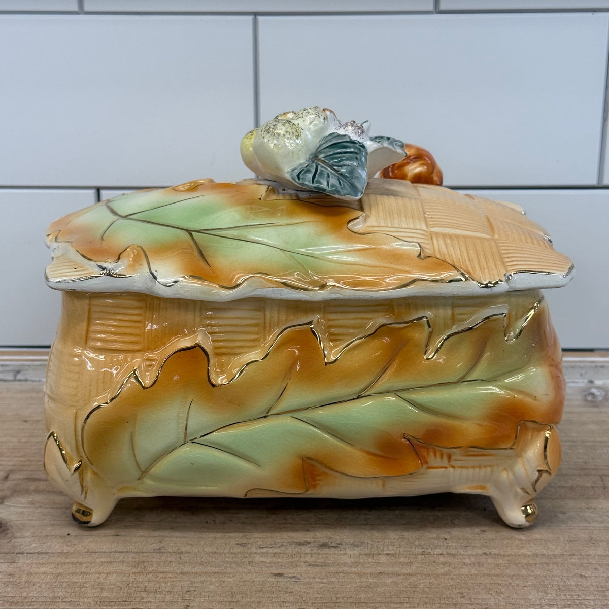 Cherub Footed Musical Trinket Box Porcelain #9340